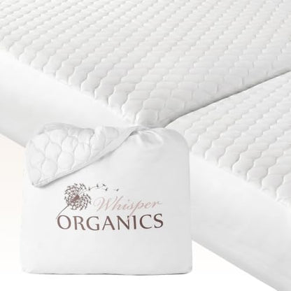Whisper Organics 100% Cotton Organic Quilted Mattress Pad Protector