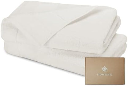 BIOWEAVES 100% Organic Cotton 700 GSM Plush Bath Towels 30" x 58" GOTS Certified - Ivory, Pack of 2