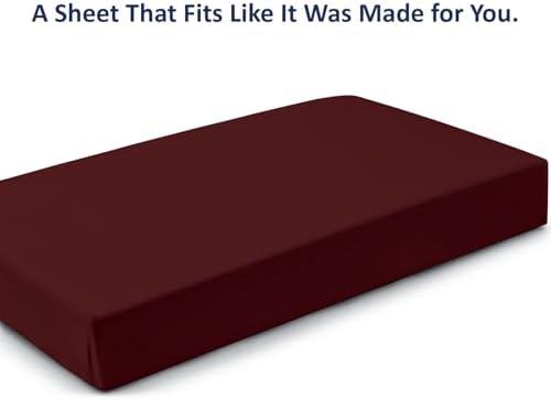 1 PC Cot Size 25" x 75" Fitted Sheet Only, 100% Egyptian Cotton, Burgundy