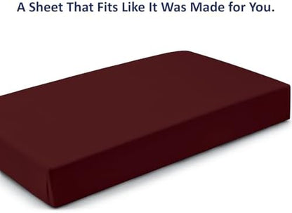 1 PC Cot Size 25" x 75" Fitted Sheet Only, 100% Egyptian Cotton, Burgundy