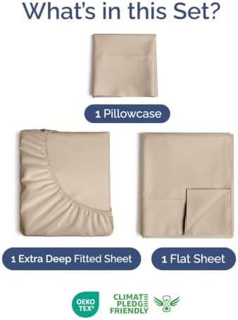 Extra Deep Pocket Twin XL Size Sheet Set - Breathable & Cooling - Cream