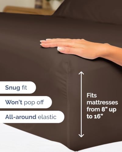 Flex Top Split Head King 6 Piece Sheet Set - Breathable & Cooling - Brown