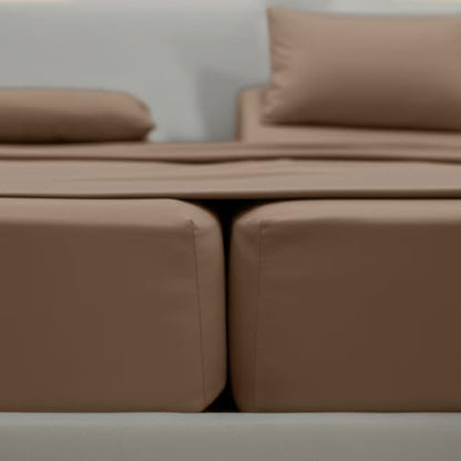 Elegant Comfort Luxury 5-Piece Bed Sheet Set - Luxury Bedding 1500 Premium Hotel Quality Microfiber, Wrinkle Resistant Cool & Breathable, Easy Elastic Fitted, Split King, Taupe-Tan