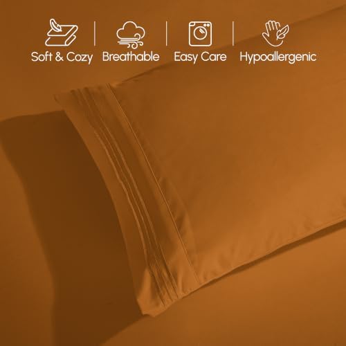 Elegant Comfort 1500 Premier Hotel Quality 4-Piece Bed Sheet Sets, Deep Pockets - Luxurious Wrinkle Free & Fade Resistant, Queen, Bronze