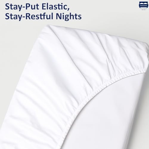 1 Peice Cot Size 33" x 75" Fitted Sheet Only, 100% Egyptian Cotton, White