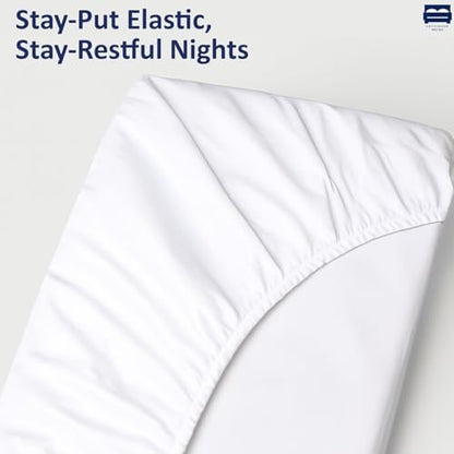 1 Peice Cot Size 33" x 75" Fitted Sheet Only, 100% Egyptian Cotton, White