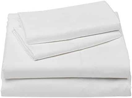 Amazon Basics Soft, Comfortable Queen Size Bed Sheets, Deluxe Microfiber, 4-Piece, Bright White Striped Temp (Pack of 2)