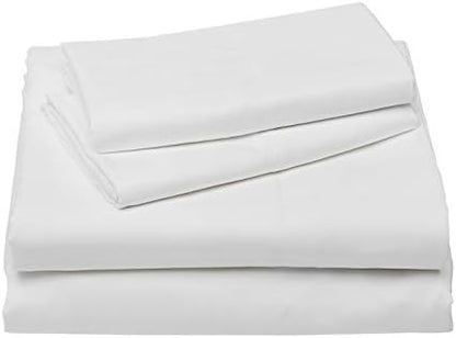 Amazon Basics Soft, Comfortable Queen Size Bed Sheets, Deluxe Microfiber, 4-Piece, Bright White Striped Temp (Pack of 2)