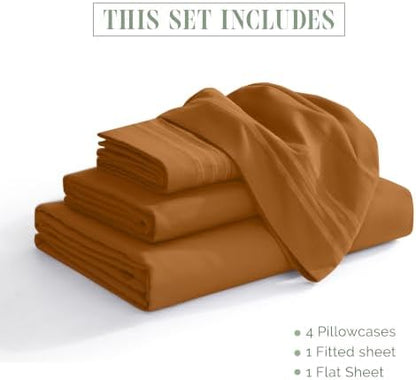 Elegant Comfort Luxury 4-Piece Bed Sheet Set - Luxury Bedding 1500 Premium Hotel Quality Microfiber, Wrinkle Resistant Cool & Breathable, Easy Elastic Fitted, King, Mocha