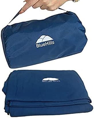 BlueHills Premium Ultra Compact Travel Blanket Pillow Airplane - Navy Blue