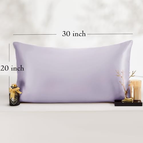 Vielit Queen Satin Pillowcase for Hair 2pc,Similar to Silk Pillow Cases, for Women,Lavandar,20x30 & Envelope Closure and 2 Satin Scrunchies