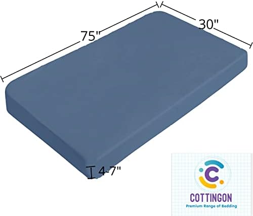 1 PC Cot Size 30" x 75" Fitted Sheet, 100% Egyptian Cotton, Coronet Blue