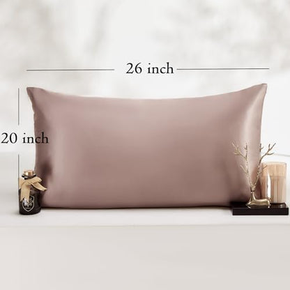 Vielit Standard Satin Pillowcase for Hair 2pc,Similar to Silk Pillow Cases,Easier Care Than Silk Pillowcase,Gifts for Women Men,Rose Taupe,20x26 & Envelope Closure and 2 Satin Scrunchies