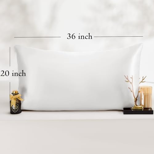 Vielit King Satin Pillowcase for Hair 4 Pack, Similar to Silk Pillow Cases, Easier Care Than Silk Pillowcase, Gifts for Women Men - Ivory, 20x36 & Envelope Closure and 2 Satin Scrunchies