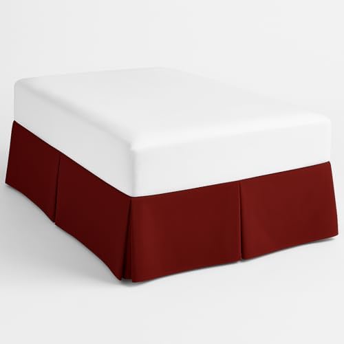 Mattress-Homes Luxury Box Pleated Bed Skirt Split Corners Platform Style Easy Fit Fade & Wrinkle Resistant with Tailored Drop 18 Inch (Twin, Burgundy)