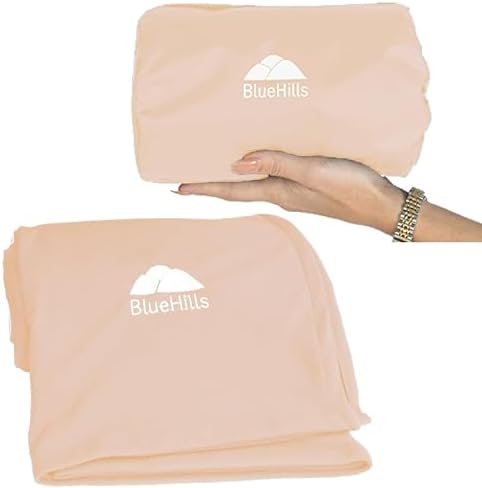 BlueHills Ultra Compact Travel Blanket Premium Plane Pillow Airplane Beige