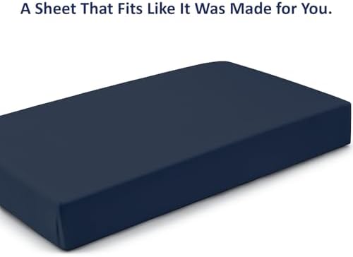 1 PC Cot Size 25" x 75" Fitted Sheet Only, 100% Egyptian Cotton, Navy Blue