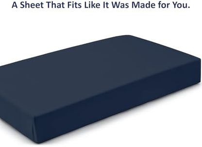 1 PC Cot Size 25" x 75" Fitted Sheet Only, 100% Egyptian Cotton, Navy Blue