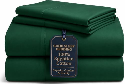 100% Egyptian Cotton Twin XL Sheets, 4 Pc, Emerald Green Sheets Twin XL