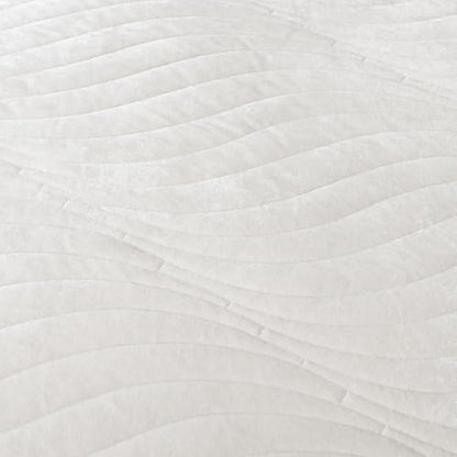 HoneiLife Quilt Set Queen Size - Velvet Quilt Sets 3-Pieces, Stripe Bedspread for Queen Beds, Queen Quilt Bedding Sets All Season Quilts- Nature White