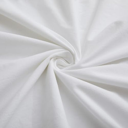 LOVQUE 100% Washed Cotton Duvet Cover, White, King Size, 104x90 Inches