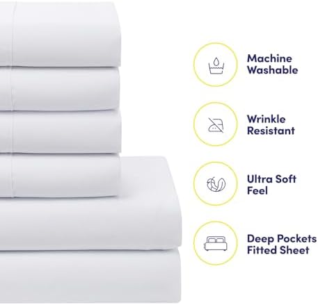 Sweet Home Collection 7 Piece Comforter Set Bag Solid Color All Season Soft Down Alternative Blanket & Luxurious Microfiber Bed Sheets, White, Queen