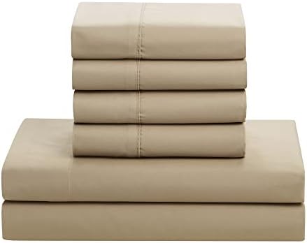 Sweet Home Collection 7 Piece Comforter Set Bag Solid Color All Season Soft Down Alternative Blanket & Luxurious Microfiber Bed Sheets, Taupe, Twin XL