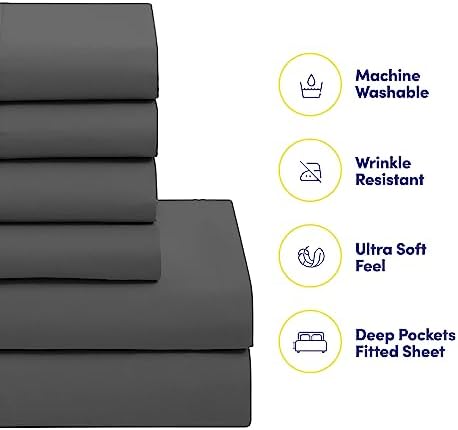 Sweet Home Collection Comforter Set with Sheets - Soft & Breathable Piece Bedding Collection - 1 Comforter, 1 Fitted Sheet, 1 Flat, Pillowcases - Deep Pocket, Premium Quality - All Season Twin XL Gray