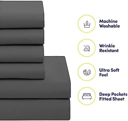 Sweet Home Collection Comforter Set with Sheets - Soft & Breathable Piece Bedding Collection - 1 Comforter, 1 Fitted Sheet, 1 Flat, Pillowcases - Deep Pocket, Premium Quality - All Season Twin XL Gray