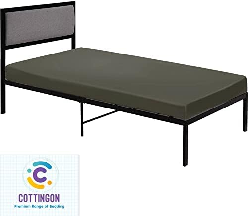1 PC Cot Size 25" x 75" Fitted Sheet Only, 100% Egyptian Cotton, Stone Grey