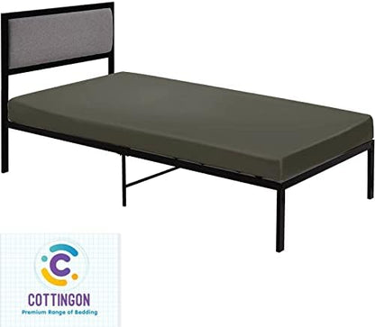 1 PC Cot Size 25" x 75" Fitted Sheet Only, 100% Egyptian Cotton, Stone Grey