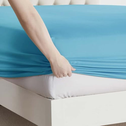 Clara Clark Twin Sheets, 5 Piece Set - Hotel Luxury Sheets for Twin Size Bed, Super Soft Bedding Set, Twin Size, Beach Blue