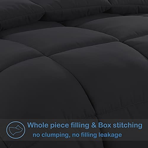 EASELAND Oversized King Down Alternative Comforter, Black, 98x116
