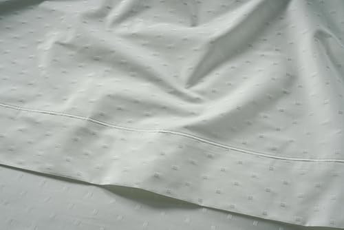 LANE LINEN 100% Egyptian Cotton Sheets King Sateen - Mineral Swiss Dot
