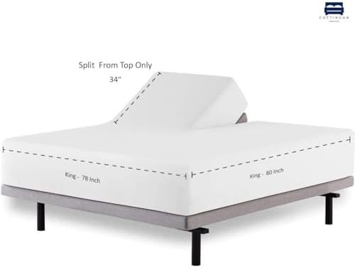1 PC Top Split Queen Fitted Sheet for Adjustable beds, 34" Split, White