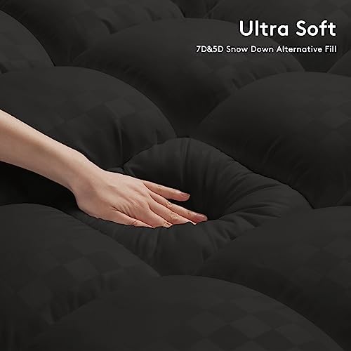 SameBed Mattress Topper Cal King,Extra Thick Mattress Pad Cover for Back Pain,Cooling Mattress Protector with 8-21 Inch Deep Pocket,Overfilled Down Alternative Filling,Black
