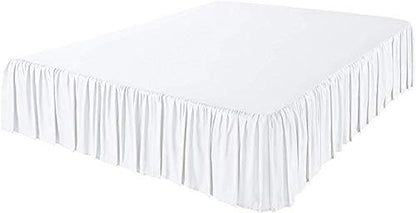 Mattress-Homes Ruffled Bed Skirt Split Corners with Platform, Tailored Fit Wrinkle Free Ultra-Soft Microfiber Dust Ruffle, Upto 10" Drop, King, White