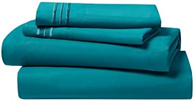 Clara Clark Bed Sheets, Premier 1800 Series 4 Piece Bed Sheet Set, Deep Pocket, Wrinkle, Fade, Stain Resistant, Luxury Soft Bedding Sheets & Pillowcases, Queen, Teal