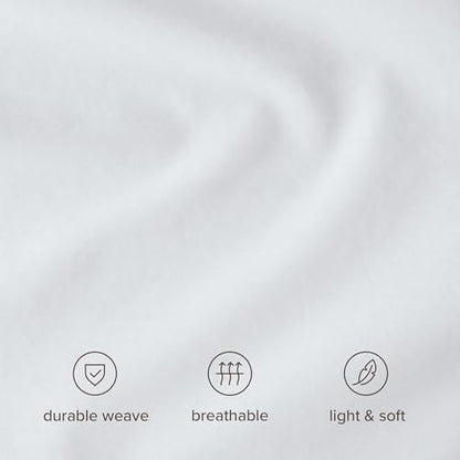 Bare Home 100% Organic Cotton Percale Duvet Cover Set (Twin/Twin XL, White)
