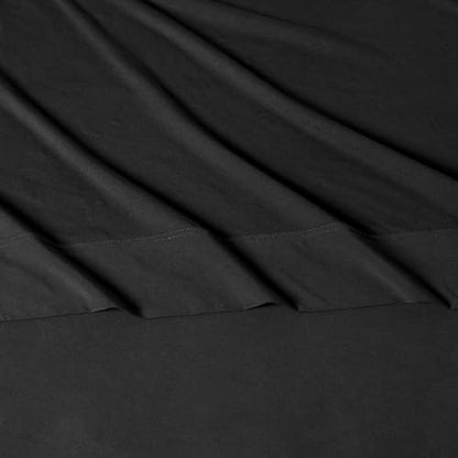 Amazon Basics 100% Cotton Jersey Bed Sheet Set, Breathable, All-Season, Machine Washable, Twin, Black
