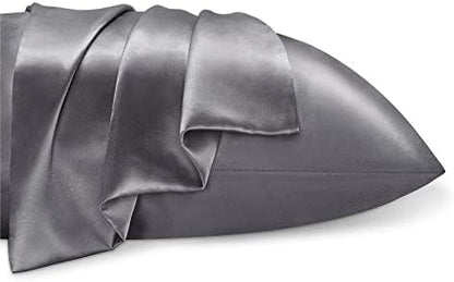 BEDELITE Satin Pillowcases, Queen Size 20x30 Inch, Dark Grey, Set of 4
