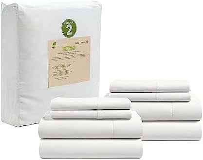 LANE LINEN Full Size Sheet Set 100% Organic Cotton Soft 8pc Percale - White