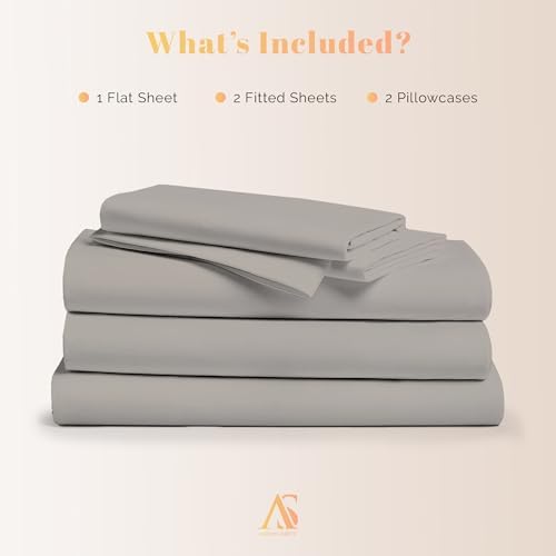 100% Egyptian Cotton Split King Sheets Sets for Adjustable Bed - Luxury 800 Series Elite Collection Top Sheet (5 PC, Taupe), Soft Cooling Hotel Sheet, Fits Mattress Upto 18"