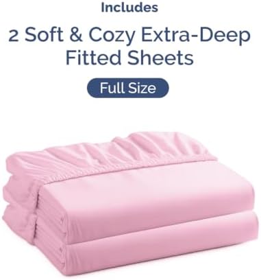 CGK Linens 2 Pack Extra Deep Full Fitted Sheets - Light Pink