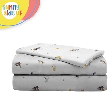 Sunny Side Up Kids Sheet Set with Fitted, Flat Sheets & Pillow Cover - Ultra-Soft Bedding with Pillowcase for Room Decor, White - Star Wars Mandalorian, 3 Piece Twin