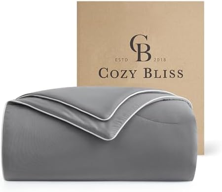 Cozy Bliss Cooling Comforter Cali King Size, Reversible Lightweight Cooling Blankets for Hot Sleepers and Night Sweats, Q-Max>0.45 Soft Breathable Silky Smooth Summer Comforter, Dark Grey, 106"x96"