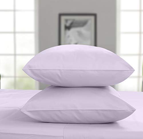 Threadmill Organic Pillow Cases King Size Set of 2 | GOTS Organic Certified | Soft, Breathable Luxury Cotton Sheets Perfect for Home, Hotel & Hospital Use | Lilac