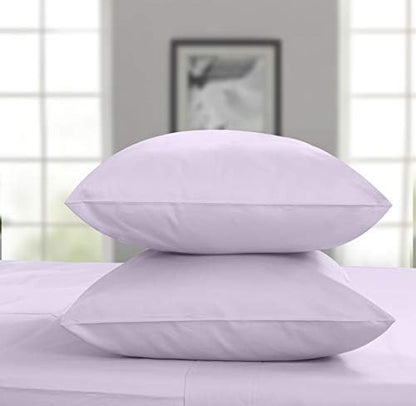 Threadmill Organic Pillow Cases King Size Set of 2 | GOTS Organic Certified | Soft, Breathable Luxury Cotton Sheets Perfect for Home, Hotel & Hospital Use | Lilac