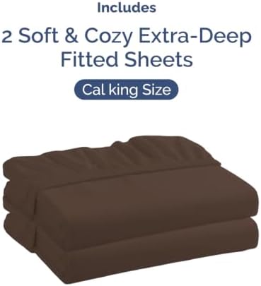 CGK Linens 2 Pack Extra Deep Cal King Fitted Sheets - Brown