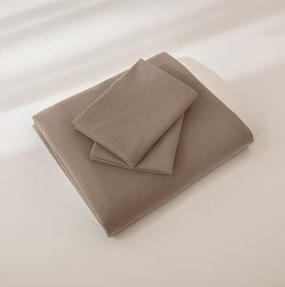 JIYUAN Oversized Queen Washed Cotton Duvet Cover Set Relaxed Linen Feel